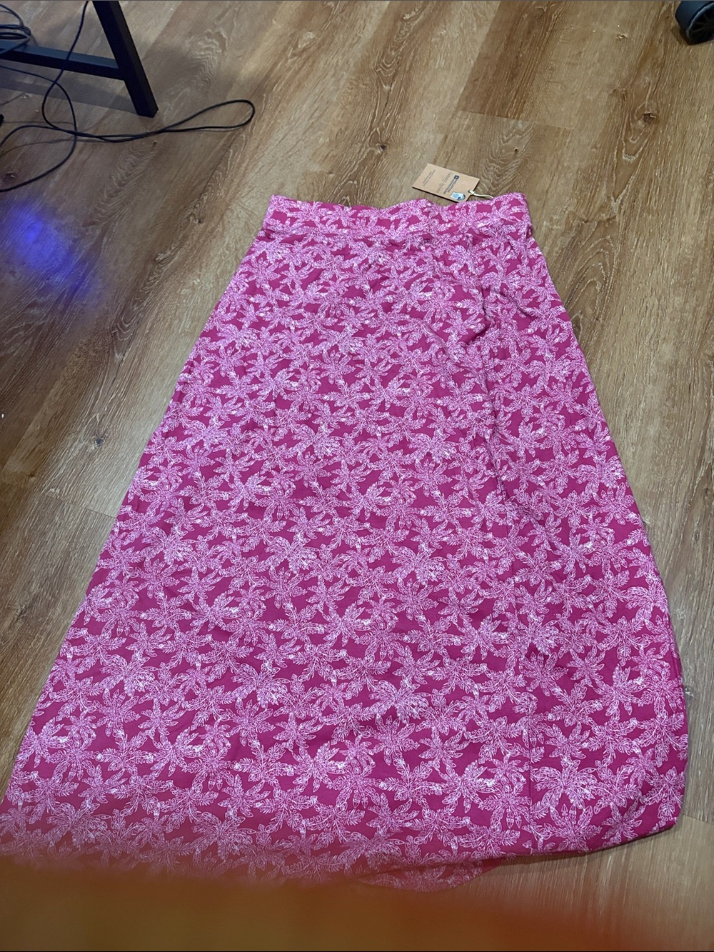 Floral Pink Lace Maxi Skirt - Elegant A-Line